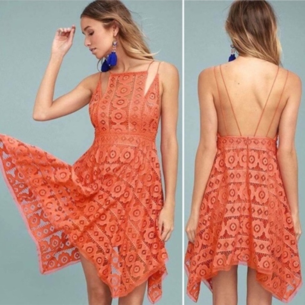 Free people orange lace dress - Picture 1 of 9